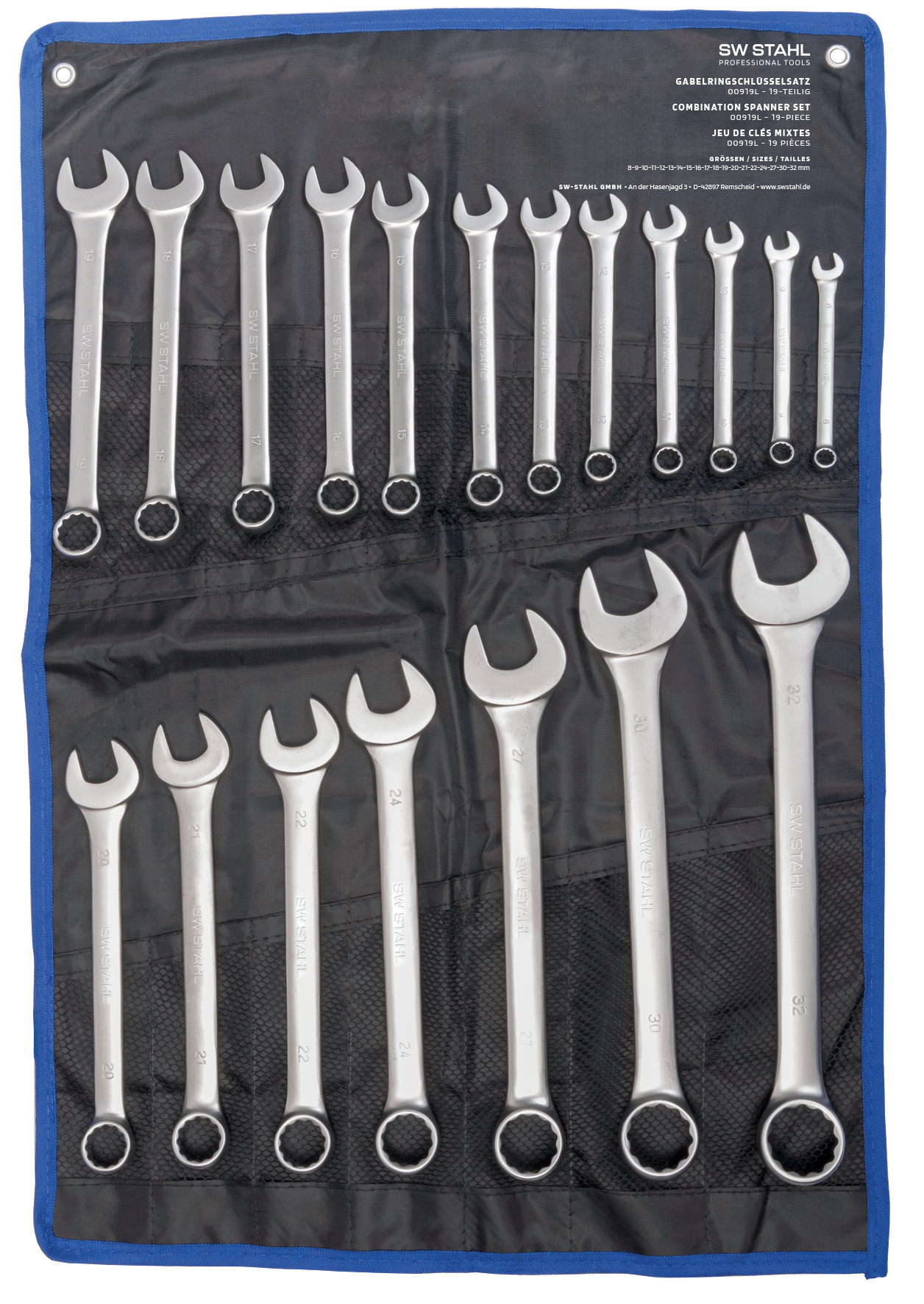 SW-STAHL 00919L Gabelringschl&uuml;sselsatz, 8-32 mm, 19-teilig