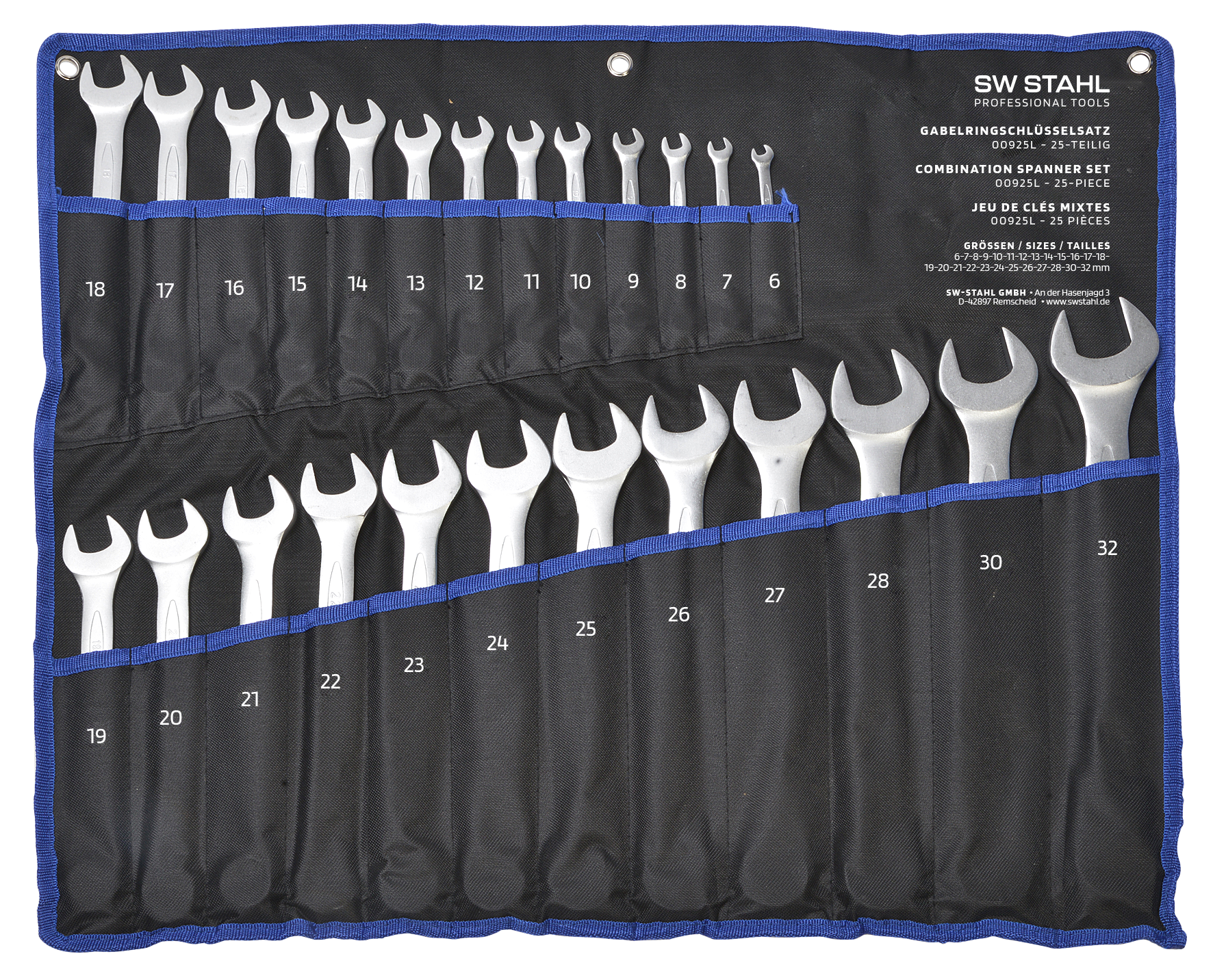 SW-STAHL 00925L Gabelringschl&uuml;sselsatz, 6-32 mm, 25-teilig