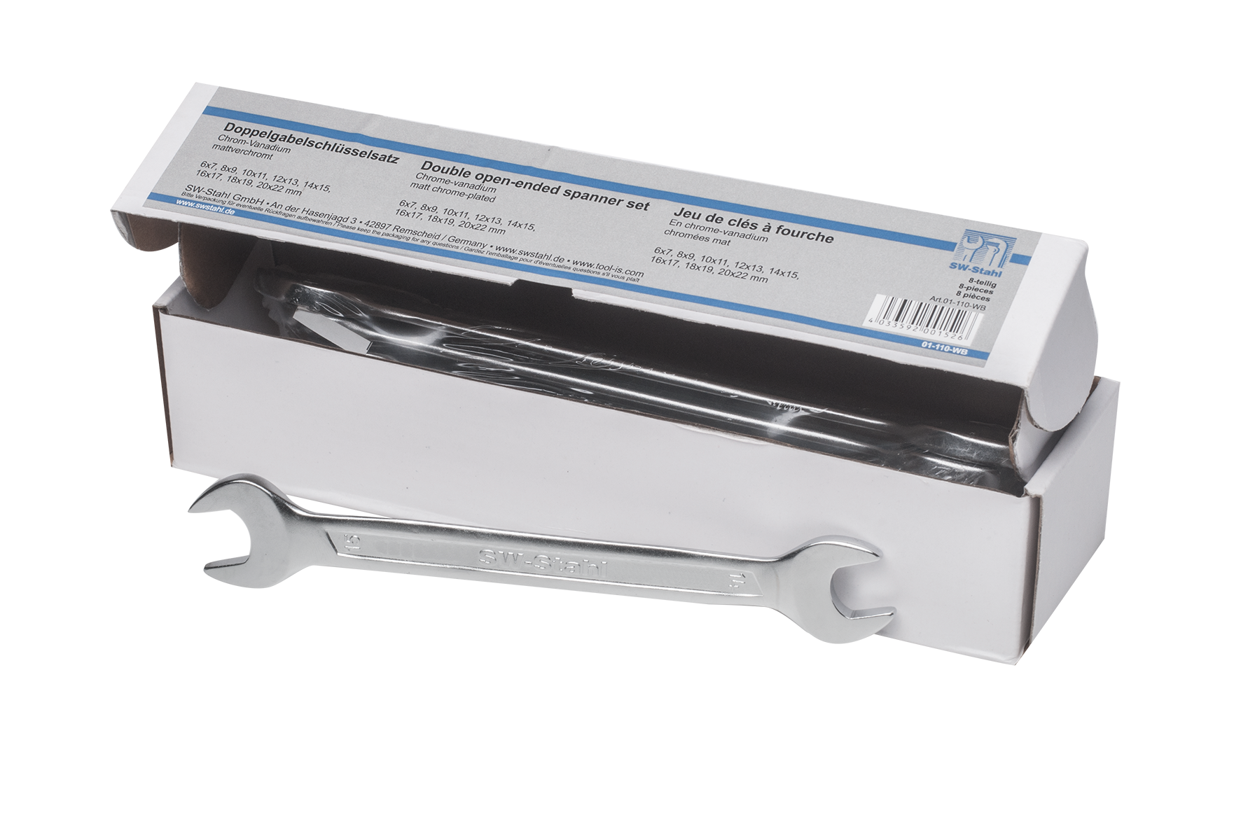 SW-Stahl Doppelgabelschl&uuml;sselsatz, 6-22 mm, 8-teilig