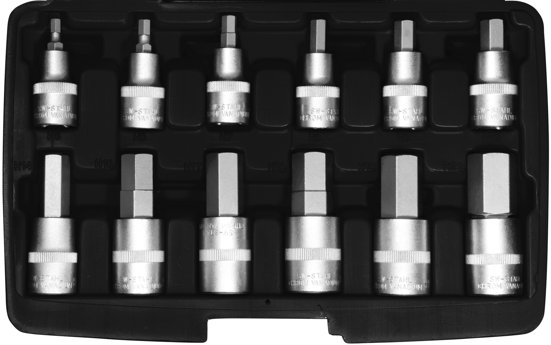 SW-STAHL 04950L Schraubendreheins&auml;tze, 1/2 , Innensechskant, 5-22 mm,12-teilig