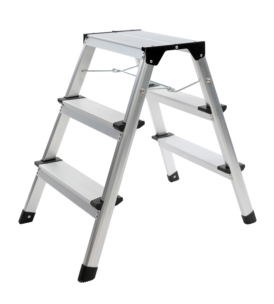 SW-STAHL 20922L Stufenleiter, aus Aluminium, klappbar, 3-stufig