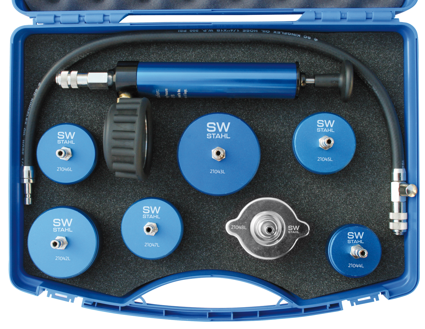 SW-STAHL 21040L Kühlerabdrückwerkzeugkoffer, 0-2,5 bar, LKW, 9-teilig