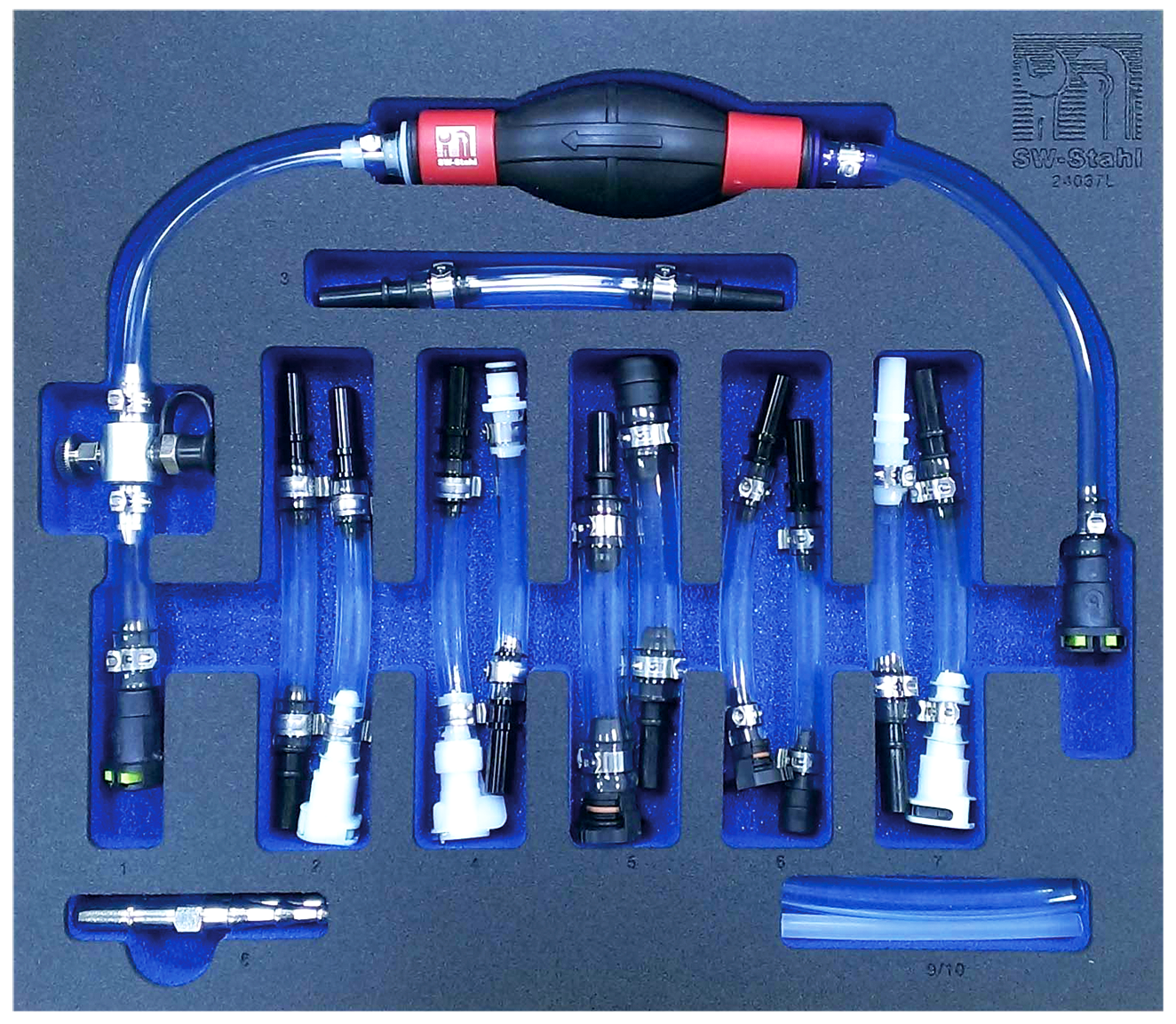 SW-STAHL 24037L Diesel Entl&uuml;ftungssatz mit Adaptern, 15-teilig