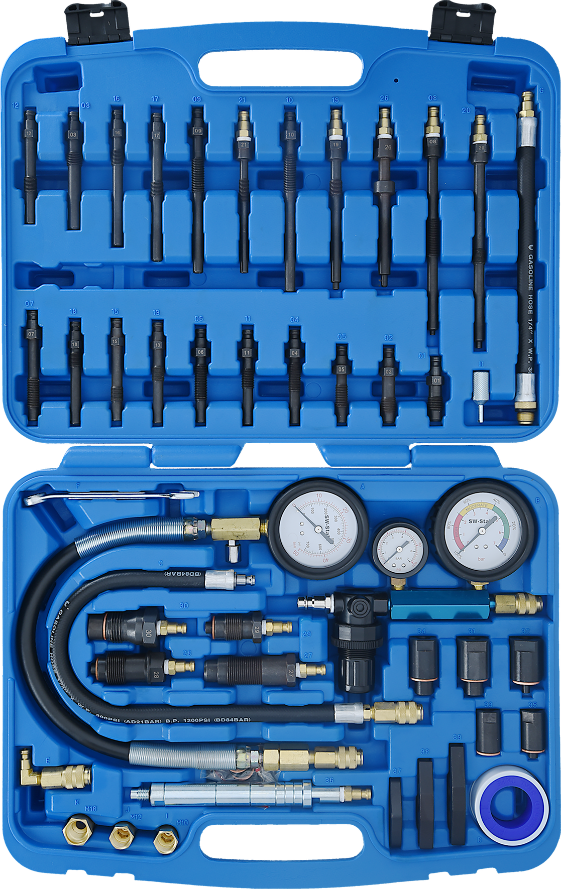 SW-STAHL 26119L Kompressions- und Druckverlusttester, 45-teilig