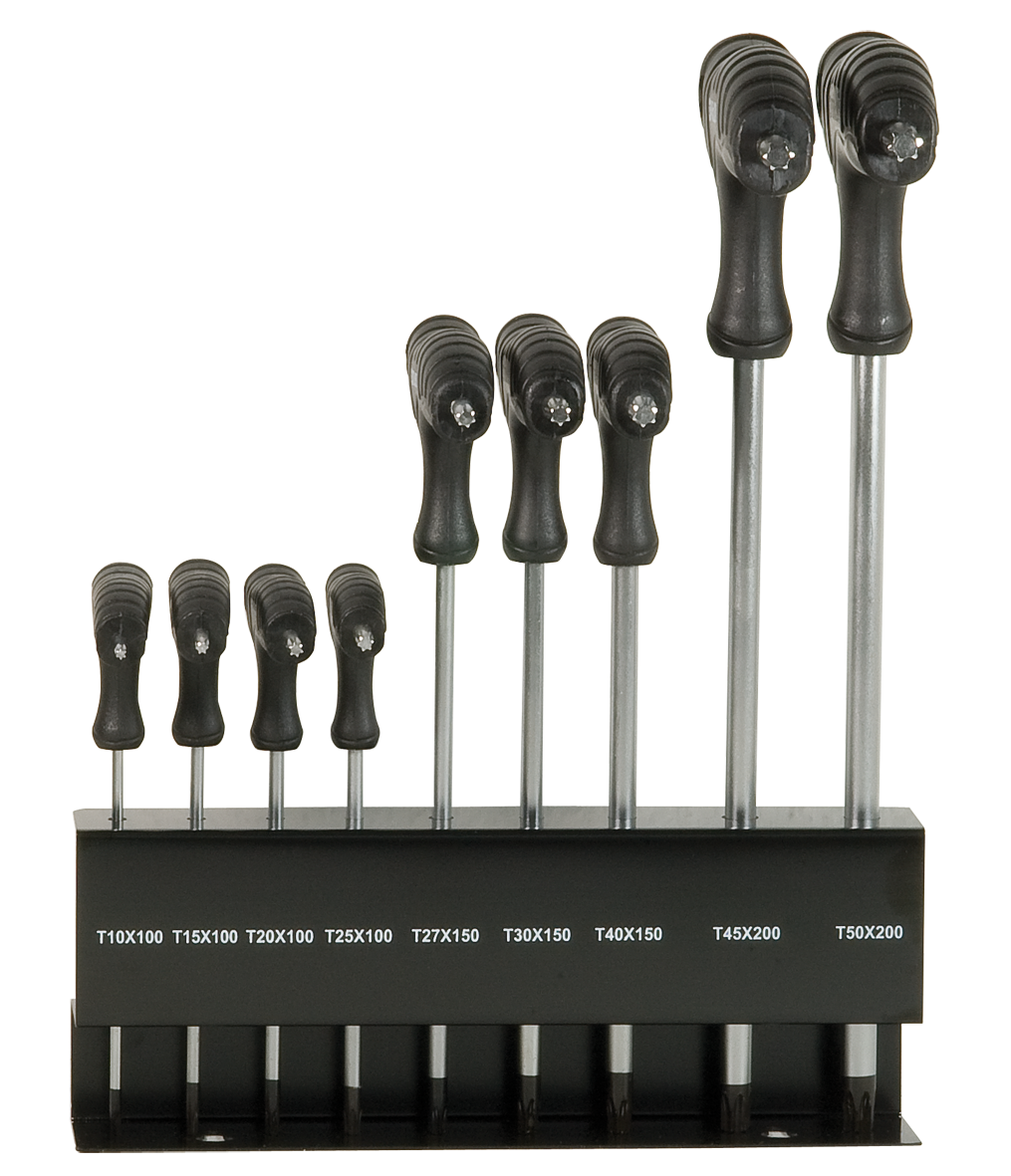 SW-STAHL 31660L T-Griff Winkelschraubendrehersatz, T-Profil, T10-T50, 9-teilig