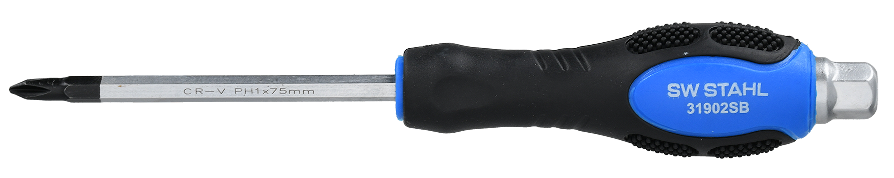SW-STAHL 31902SB Schraubendreher, schlagfest, Kreuz, PH1 x 75 mm