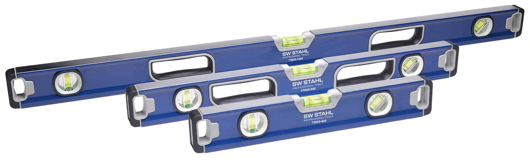 SW-STAHL 75000L Wasserwaagensatz, magnetisch, Aluminium, 3-teilig