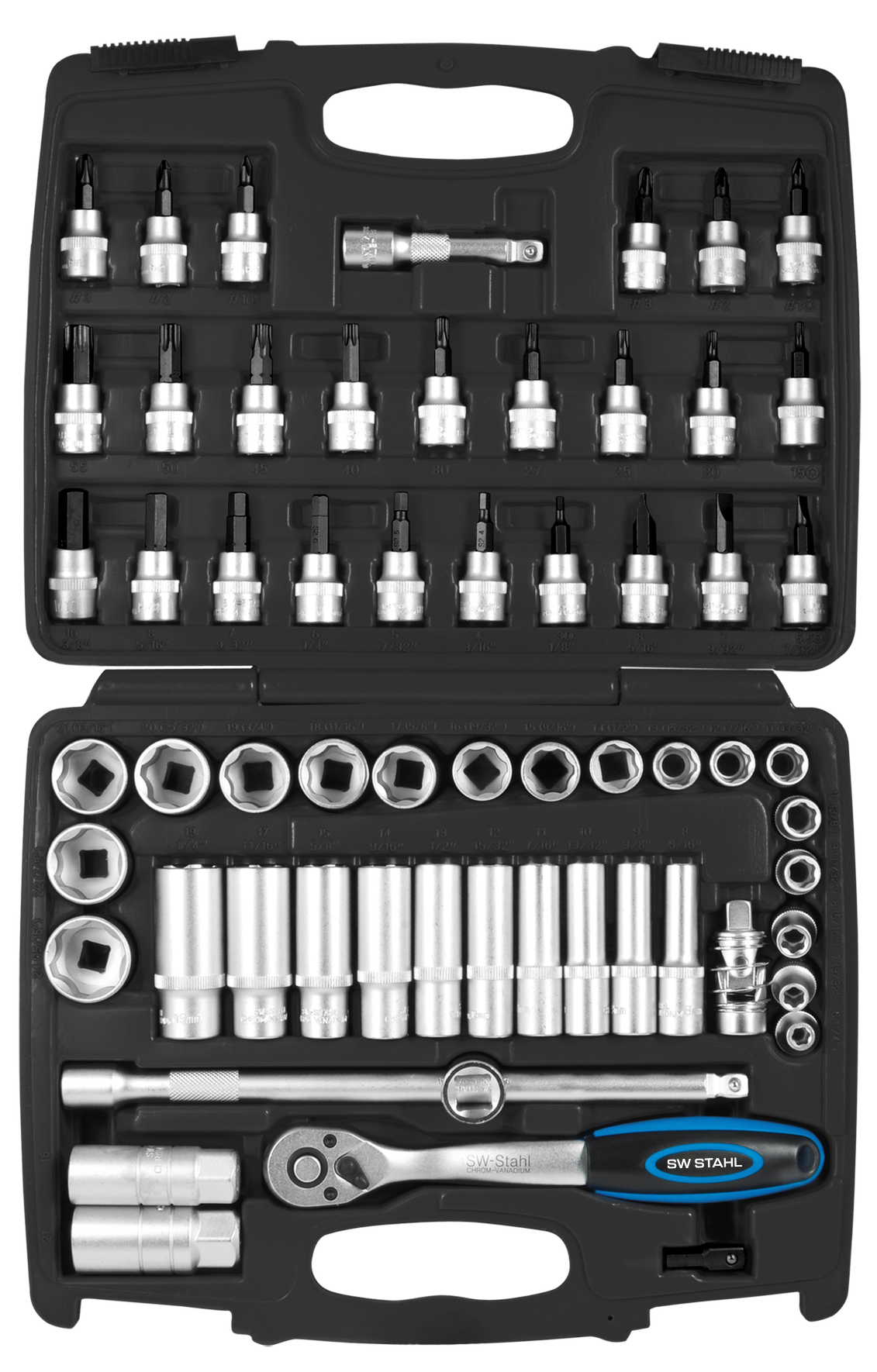 SW-STAHL S2229 Steckschl&uuml;sselsatz, 3/8", 61-teilig