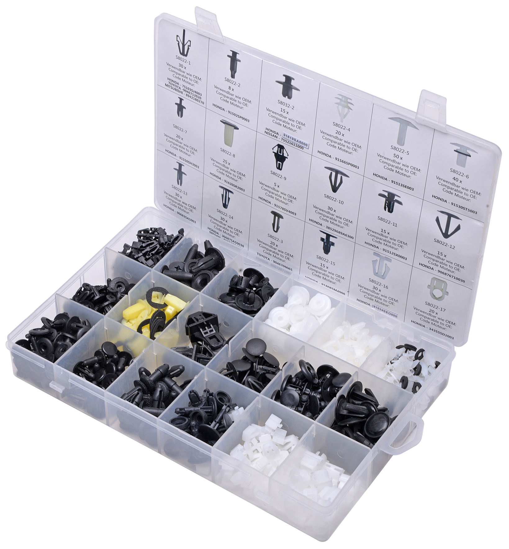 SW-STAHL S8022 Befestigungsclip Sortiment, Honda, 418-teilig