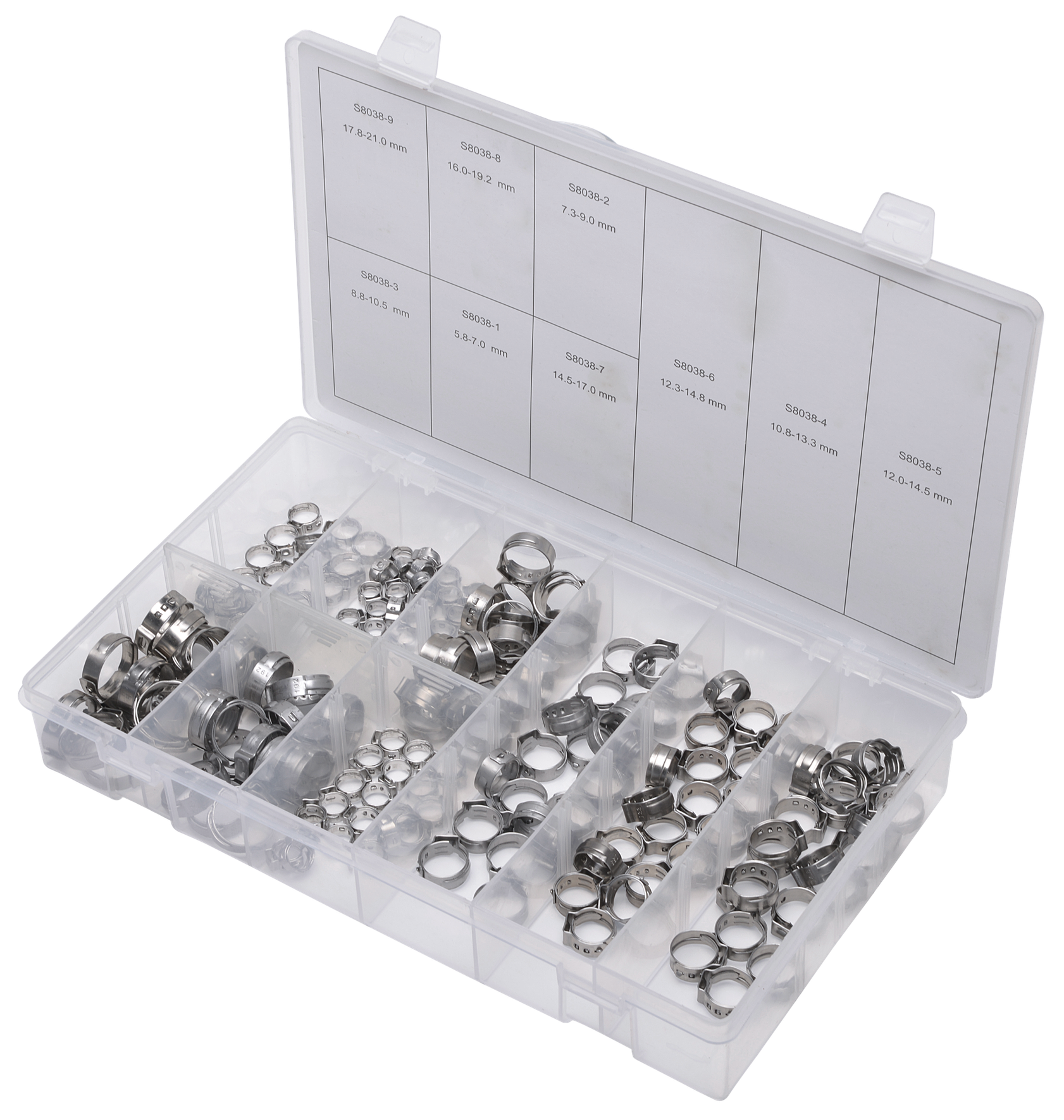 SW-STAHL S8038 Edelstahl Schlauchklemmen Sortiment, 170-teilig