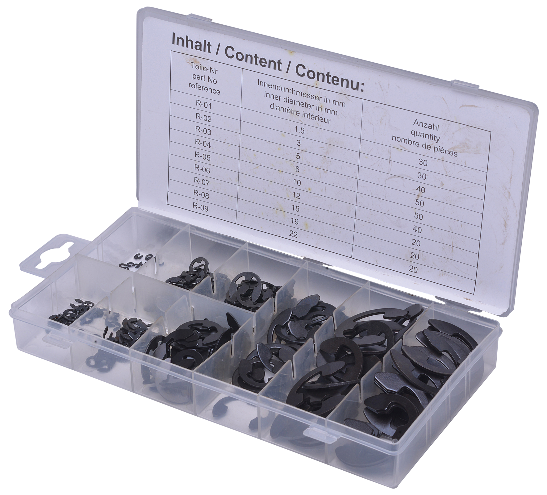 SW-STAHL S8039 E-Sicherungsring-Sortiment, 300-teilig