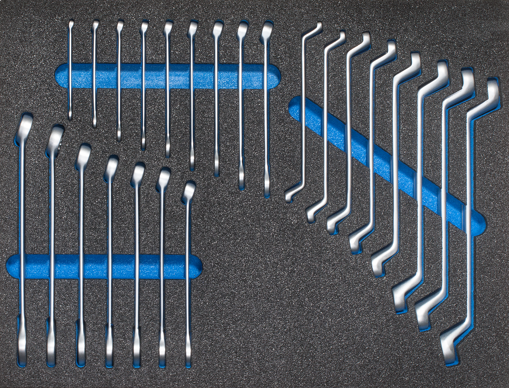 SW-Stahl Werkstattwagensortiment, Gabelring- und Doppelringschl&uuml;ssel, 24-teilig