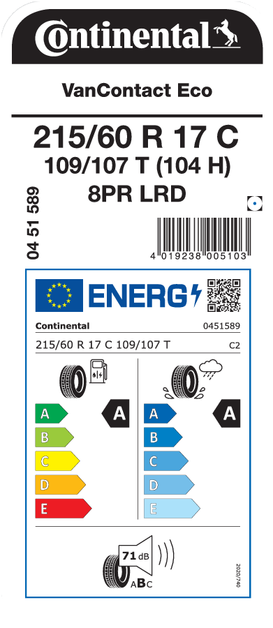 CONTINENTAL VanContact Eco 215/60 R 17 C 109/107T (104H)