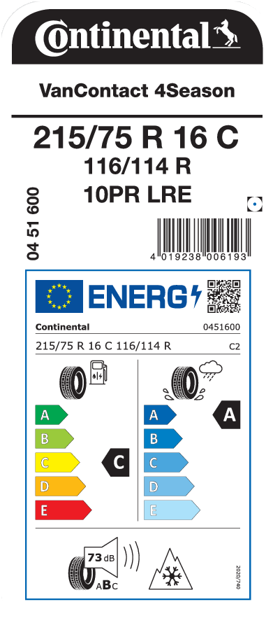 CONTINENTAL VanContact 4Season 215/75 R 16 C 116/114R