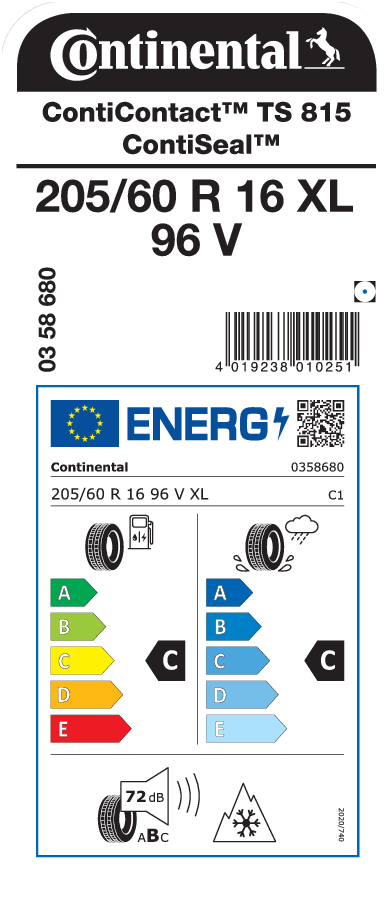 CONTINENTAL ContiContact TS 815 CS 205/60 R 16 XL 096V