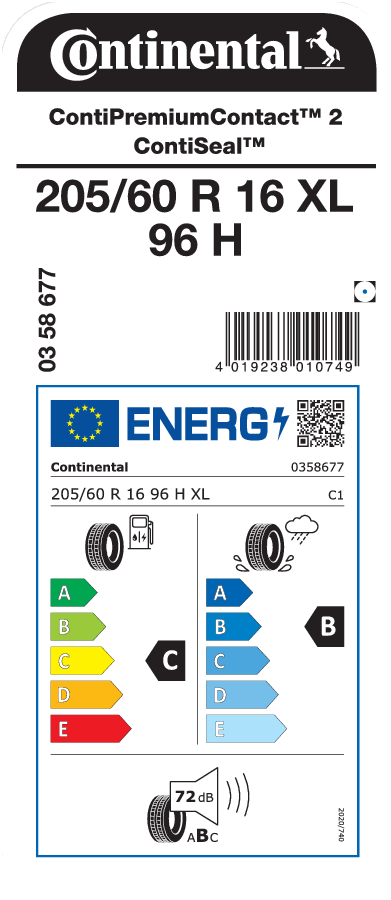 CONTINENTAL ContiPremiumContact 2 CS 205/60 R 16 XL 096H