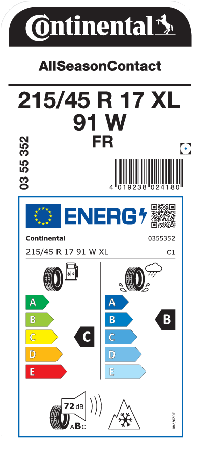 CONTINENTAL AllSeasonContact 215/45 R 17 XL 091W