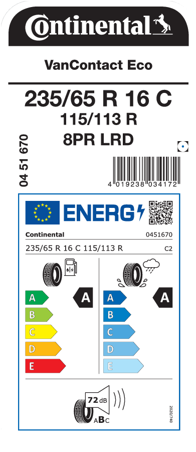CONTINENTAL VanContact Eco 235/65 R 16 C 115/113R