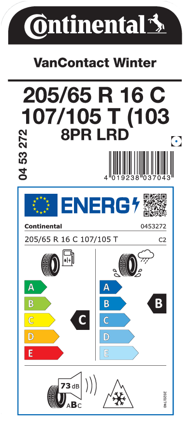 CONTINENTAL VanContact Winter 205/65 R 16 C 107/105T (103T)