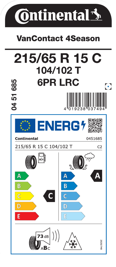 CONTINENTAL VanContact 4Season 215/65 R 15 C 104/102T