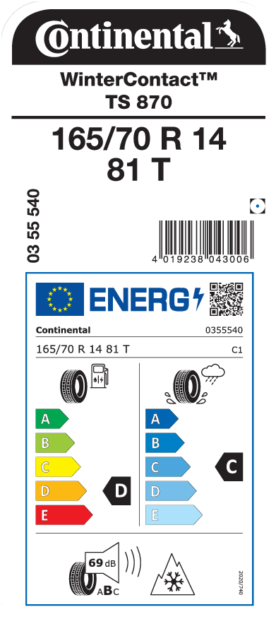 CONTINENTAL WinterContact TS 870 165/70 R 14 081T