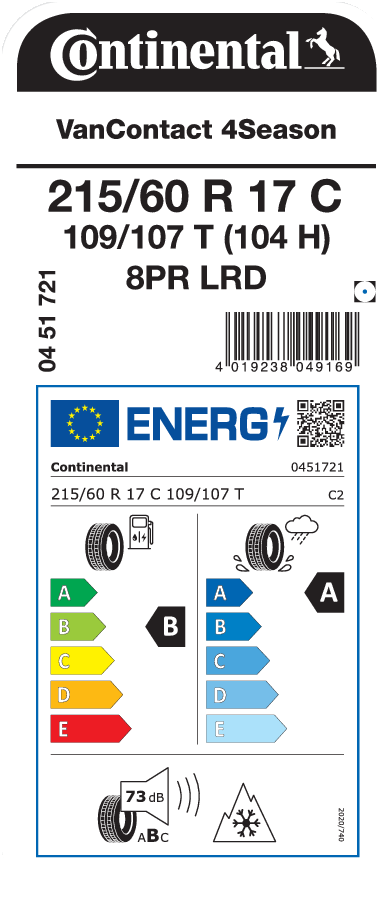 CONTINENTAL VanContact 4Season 215/60 R 17 C 109/107T (104H)
