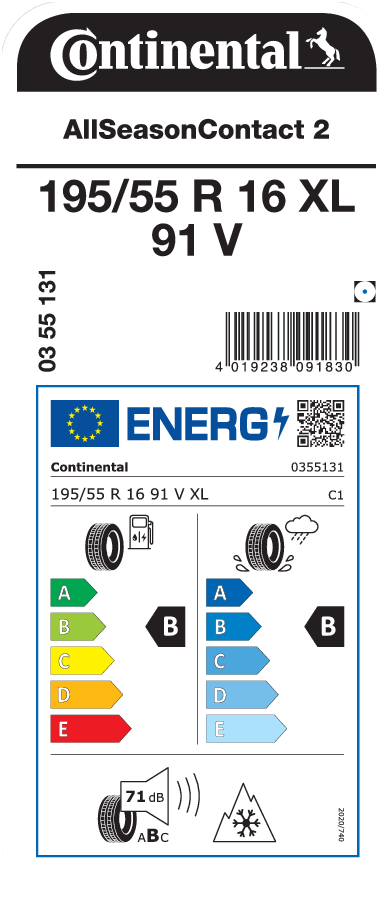 CONTINENTAL AllSeasonContact 2 195/55 R 16 XL 091V