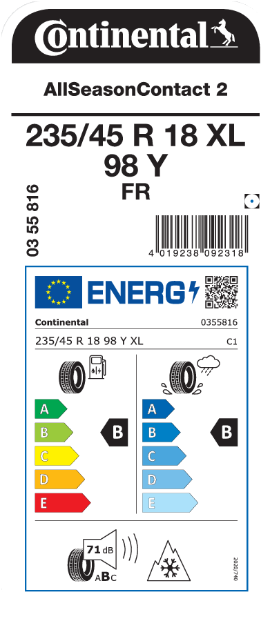 CONTINENTAL AllSeasonContact 2 235/45 R 18 XL 098Y