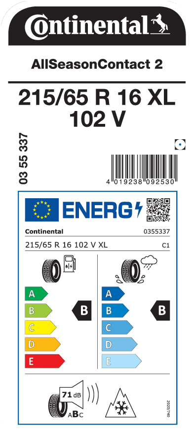 CONTINENTAL AllSeasonContact 2 215/65 R 16 XL 102V