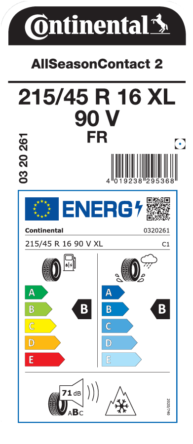 CONTINENTAL AllSeasonContact 2 215/45 R 16 XL 090V