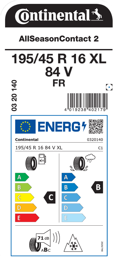 CONTINENTAL AllSeasonContact 2 195/45 R 16 XL 084V