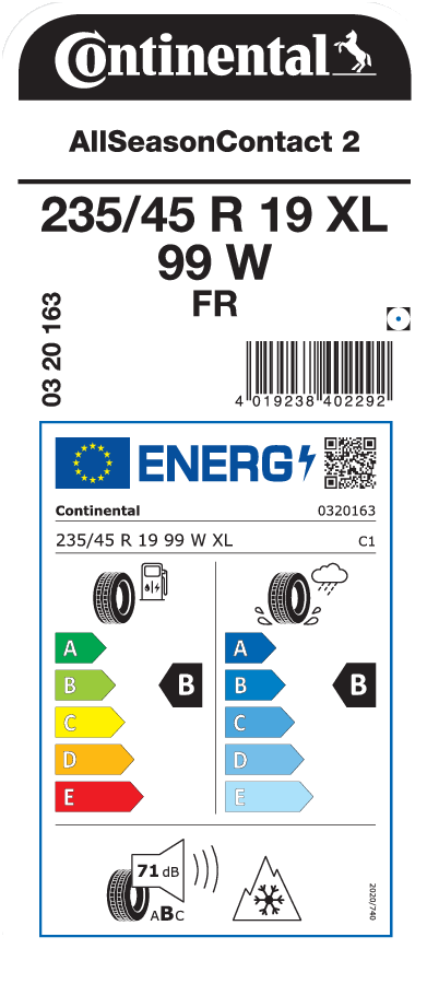 CONTINENTAL AllSeasonContact 2 235/45 R 19 XL 099W