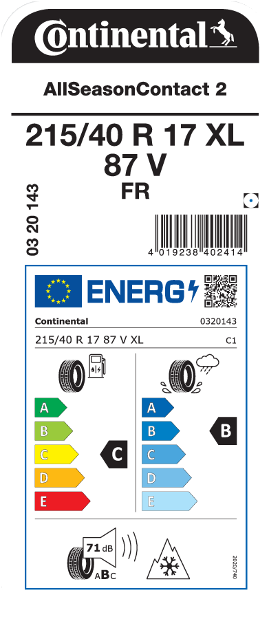 CONTINENTAL AllSeasonContact 2 215/40 R 17 XL 087V