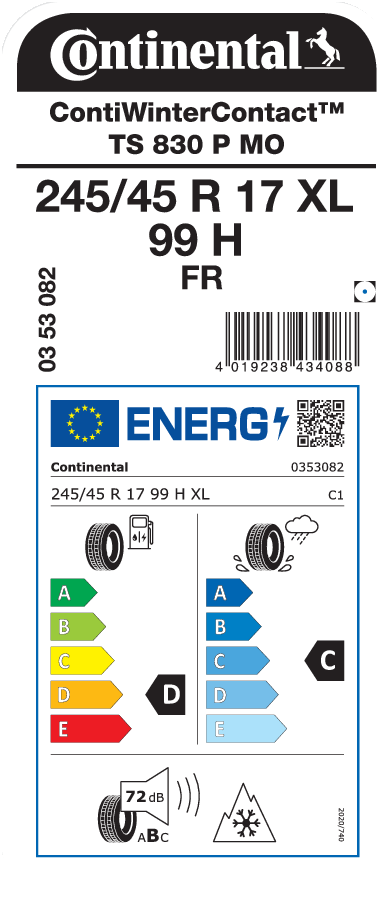 CONTINENTAL ContiWinterContact TS 830 P MO 245/45 R 17 XL 099H