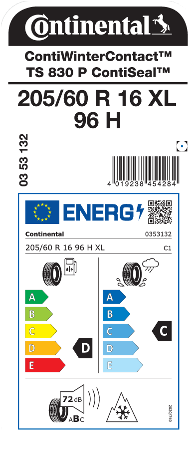 CONTINENTAL ContiWinterContact TS 830 P CS 205/60 R 16 XL 096H