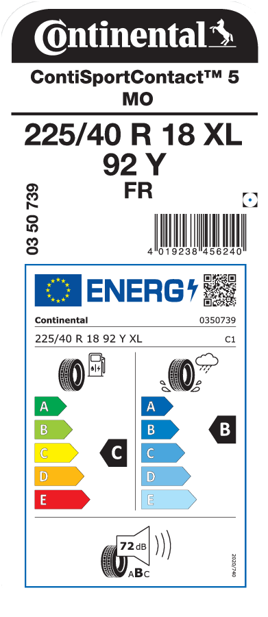 CONTINENTAL ContiSportContact 5 MO 225/40 R 18 XL 092Y