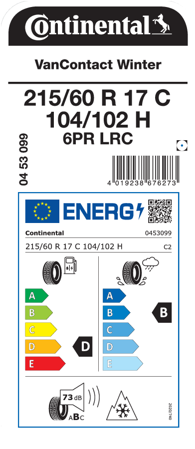 CONTINENTAL VanContact Winter 215/60 R 17 C 104/102H