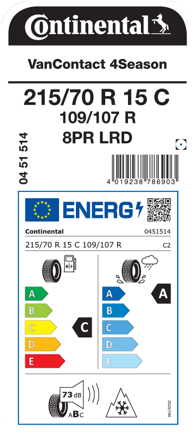 CONTINENTAL VanContact 4Season 215/70 R 15 C 109/107R