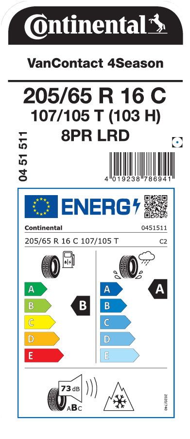 CONTINENTAL VanContact 4Season 205/65 R 16 C 107/105T (103H)