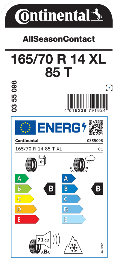 CONTINENTAL AllSeasonContact 165/70 R 14 XL 085T