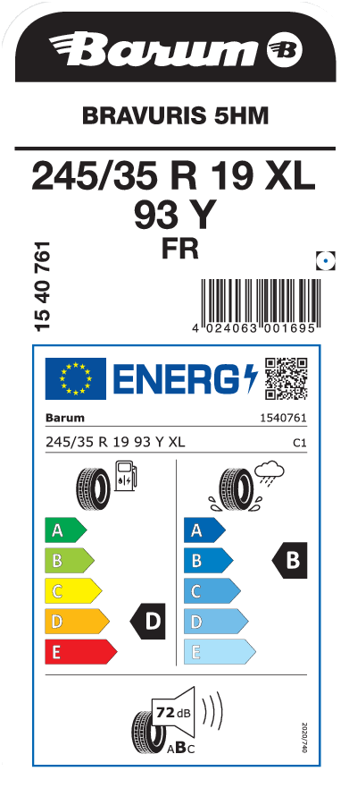 BARUM BRAVURIS 5HM 245/35 R 19 XL 093Y