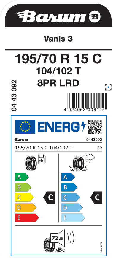 BARUM Vanis 3 195/70 R 15 C 104/102T