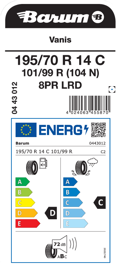 BARUM Vanis 195/70 R 14 C 101/099R (104N)