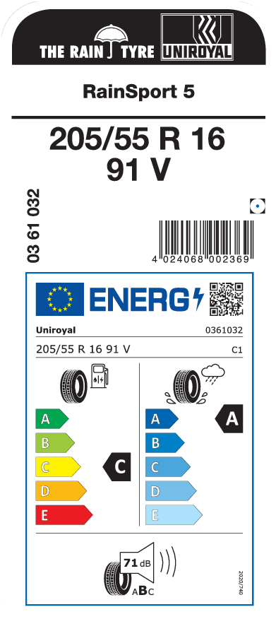 UNIROYAL RainSport 5 205/55 R 16 091V