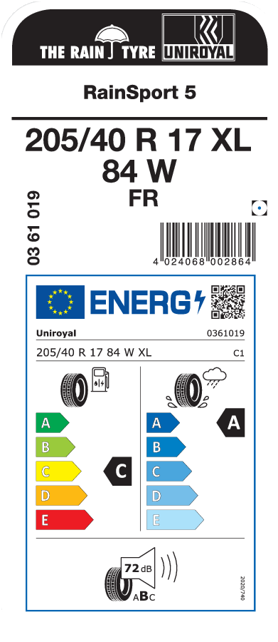 UNIROYAL RainSport 5 205/40 R 17 XL 084W