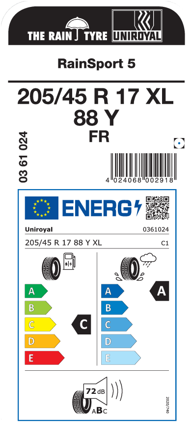 UNIROYAL RainSport 5 205/45 R 17 XL 088Y