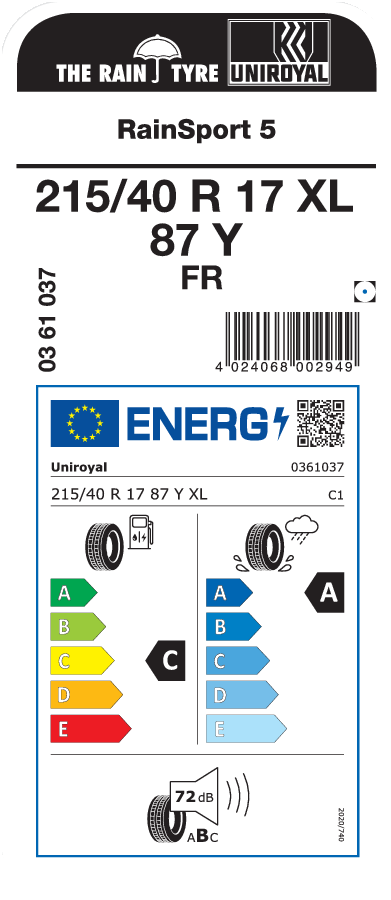 UNIROYAL RainSport 5 215/40 R 17 XL 087Y