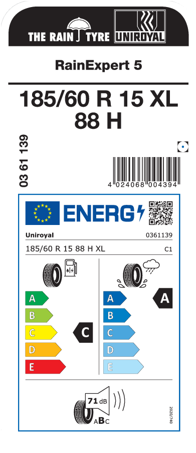 UNIROYAL RainExpert 5 185/60 R 15 XL 088H
