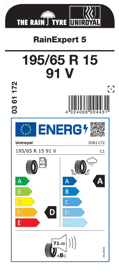 UNIROYAL RainExpert 5 195/65 R 15 091V