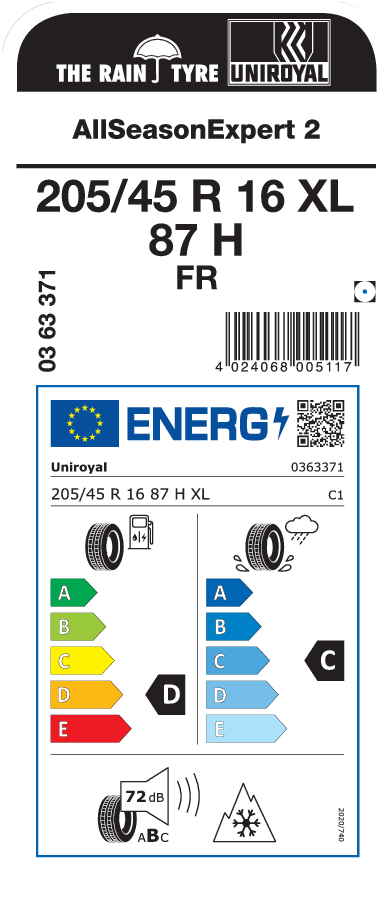 UNIROYAL AllSeasonExpert 2 205/45 R 16 XL 087H